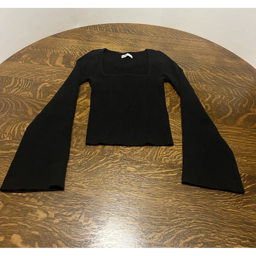Hollister Womens Large Black Ribbed‎ Sweater Y2K Grunge Fitted Gothic Knit